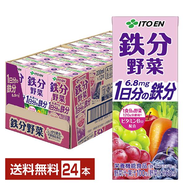 栄養機能食品 伊藤園 鉄分野菜 200ml 紙パック 24本 1ケース 送料無料