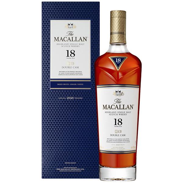 ウイスキー ザ マッカラン ダブルカスク ハイランド シングルモルト スコッチウイスキー 18年 43度 正規 箱付 700ml 洋酒