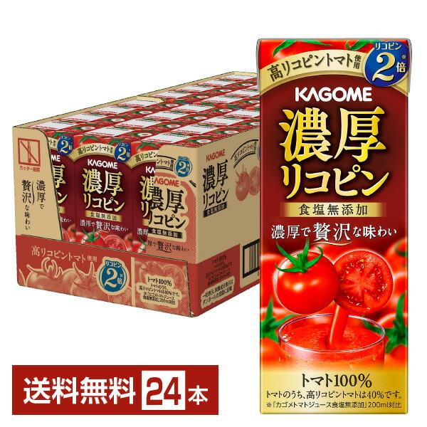 他サイト： ポイント10倍 カゴメ 濃厚リコピン 195ml 紙パック 24本 1ケース 送料無料の商品画像