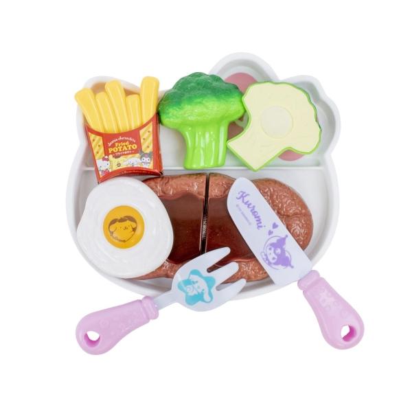 ハローキティのカワイイお皿の上に、 ハンバーグ・目玉焼き・ブロッコリー ポテトが乗ったキッズプレート。 好きな具を切って楽しく遊べます。発売日 : 2023年04月01日定価 : 1100円JANコード : 4902923153923商品番...