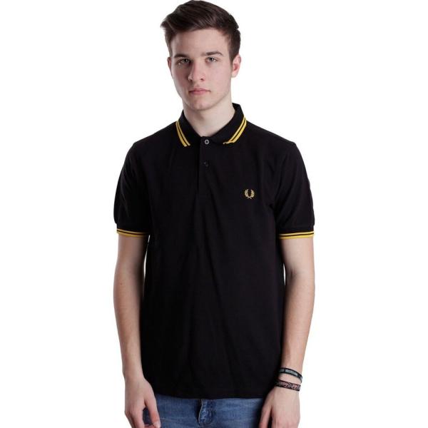 フレッドペリー Fred Perry メンズ ポロシャツ トップス Slim Fit Twin Tipped Black New Yellow Polo Black Epsi Rating Com