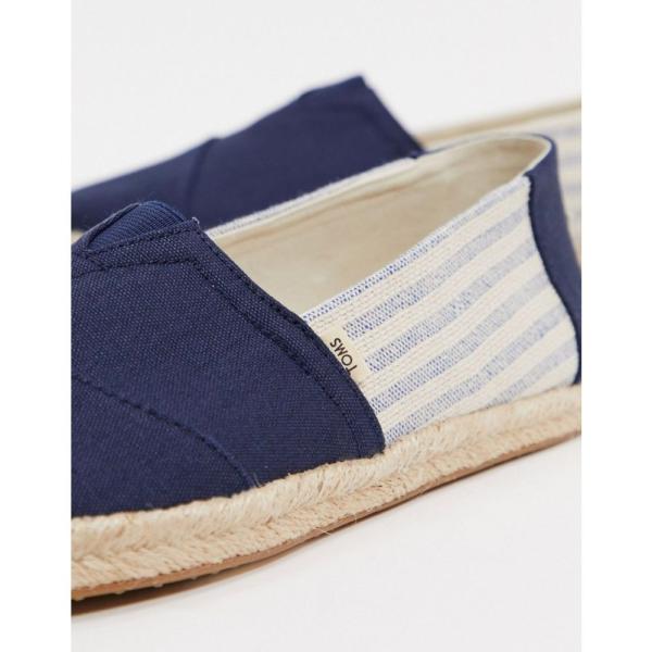 トムス Toms メンズ エスパドリーユ シューズ 靴 Espadrilles In Navy Stripe Linen With Rope Detail ブルー Marktkorb De