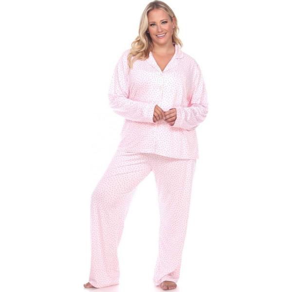 大幅に値引き 大きいサイズ レディース ホワイトマーク パジャマ 上下セット インナー 下着 Pink Icdyi White Sleeve Size Set Plus Pajama Mark Long 売上安い Jlt Polinema Org