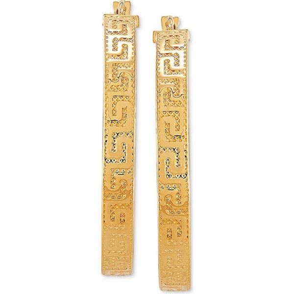 イタリアン ゴールド Italian Gold ユニセックス イヤリング ピアス ジュエリー アクセサリー Medium Greek Key Hoop Earrings In 14k Gold Yellow Gold Sagaretxe Net