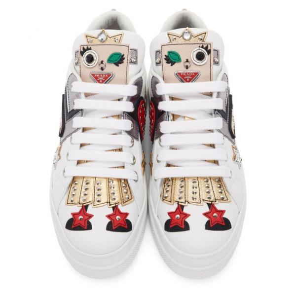プラダ Prada レディース スニーカー シューズ 靴 White Robot Platform Sneakers Fornvalls Cat
