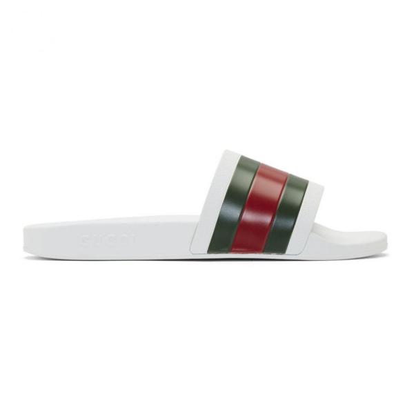 保障 グッチ Gucci メンズ サンダル シューズ 靴 White Red Slides Pool Pursuit White Great Green