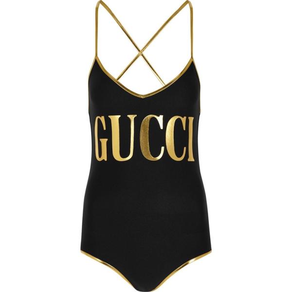 水着 ビーチウェア グッチ Black ワンピース Gucci Swimsuit Black 水着 水着 ビーチウェア Logo Print レディース