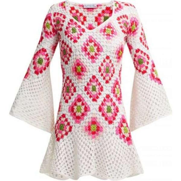 Side V Neck ビーチーサイド My ワンピース ドレス Bisou ビーチウェア Cotton ビーチウェア V Neck Crocheted Knit Beachy Cotton レディース マイ Vネック Midi Dress Ivory Hb フェルマート Fermart 2号店