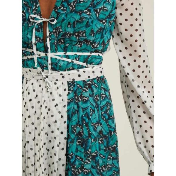 ラケル Polka Dot ジニス Gown Raquel Diniz レディース パーティードレス Valentina ワンピース ドレス Valentina Polka Dot Pleated Silk Gown Green Hb 1265537 フェルマート Fermart 2号店