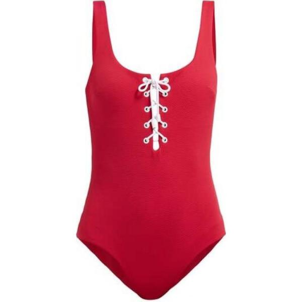 コジー コー Cossie Co レディース ワンピース レースアップ 水着 ビーチウェア The Dree Lace Up Honeycomb Effect Swimsuit Red Sagaretxe Net