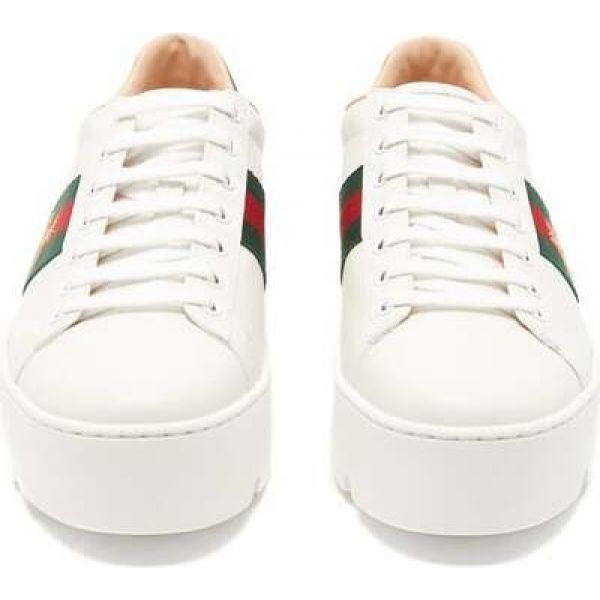 グッチ Gucci レディース スニーカー シューズ 靴 Ace Leather Flatform Trainers White Www Globalinternetsolutionsinc Com
