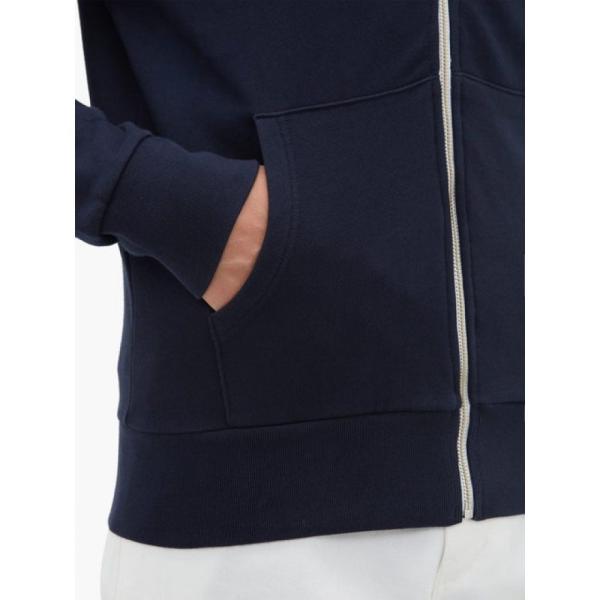 メンズ Kitsune メゾン Applique トップス Cotton Zip Through Maison Applique Hooded キツネ Maison パーカー Fox Zip Through Sweatshirt Blue Hb フェルマート Fermart 2号店