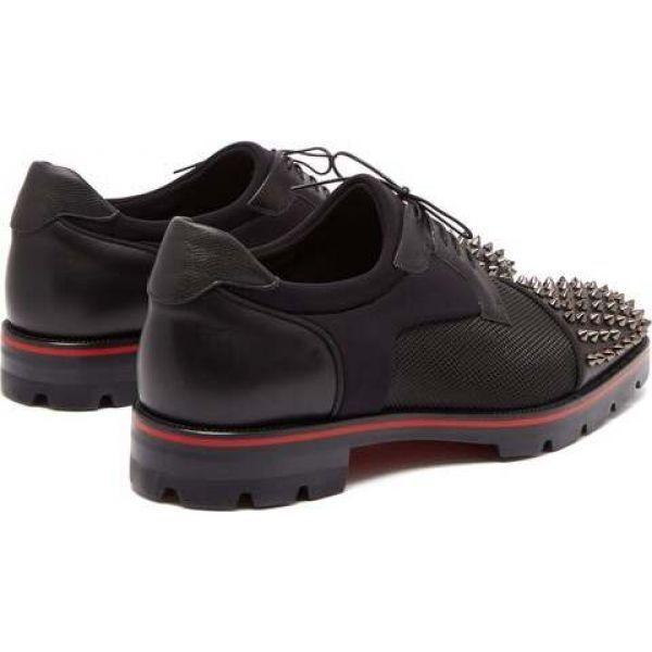 大特価割引 クリスチャン メンズ Luis ルブタン シューズ 靴 Christian メンズ Louboutin 革靴 ビジネスシューズ Neoprene Spike Embellished Luis Neoprene Derby Shoes Black Hb フェルマート Fermart 2号店