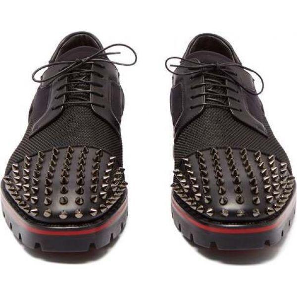 大特価割引 クリスチャン メンズ Luis ルブタン シューズ 靴 Christian メンズ Louboutin 革靴 ビジネスシューズ Neoprene Spike Embellished Luis Neoprene Derby Shoes Black Hb フェルマート Fermart 2号店