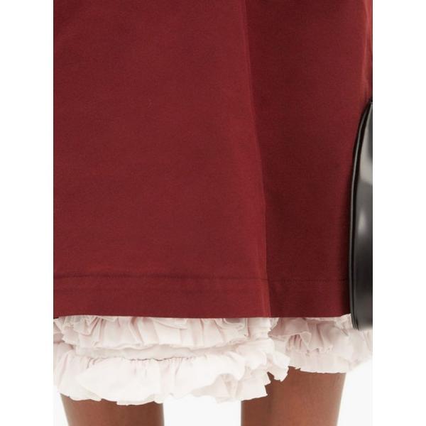 日本人気超絶の コム デ ギャルソン Comme Des Garcons Girl レディース ワンピース ミドル丈 ワンピース ドレス Ruffle Layer Twill Midi Smock Dress Burgundy 格安人気短納期