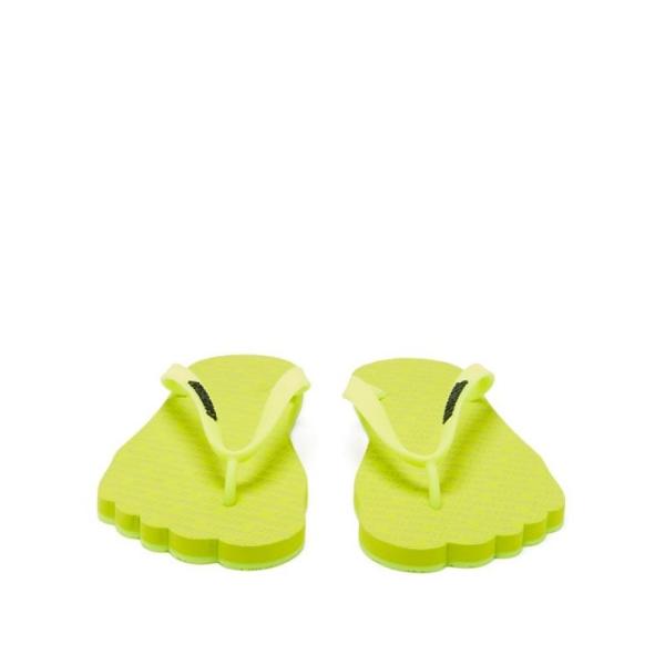 ヴェトモン Vetements レディース ビーチサンダル シューズ 靴 Foot Shaped Logo Embossed Rubber Flip Flops Fluorescent Yellow Www Felemax Com Ar