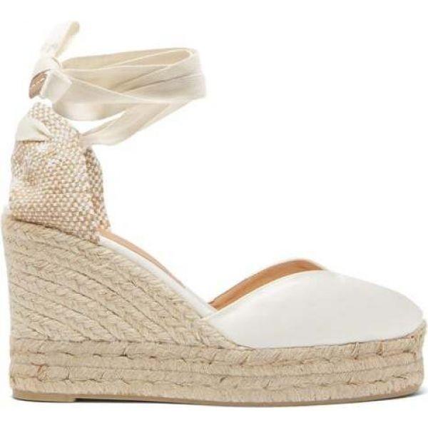 カスタニエール Castaner レディース エスパドリーユ シューズ 靴 Chiara 80 Satin Jute Espadrille Wedges Ivory Texascashandpawn Com