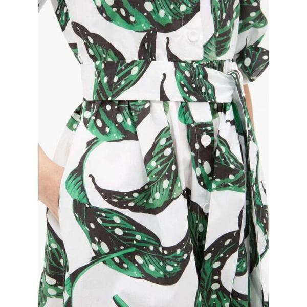 ノア ド ボルゴ Borgo De Cotton Nor Leaf Print レディース ワンピース ワンピース ドレス Green Corina Leaf Print Button Down Cotton Dress Green Hb フェルマート Fermart 2号店