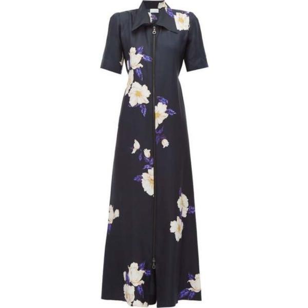 Raey ノースリーブ レディース ワンピース ドレス Zip Front レイ Floral Print ワンピース ドレス Navy Hb フェルマート ワンピース Zip Front Silk Dress Fermart 2号店 メーカー再生品 の