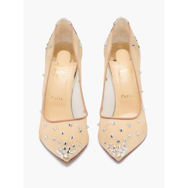 35 Off Crystal Embellished 100 Degra シューズ 靴 パンプス レディース Louboutin Christian ルブタン クリスチャン Mesh Neutral Pumps パンプス サイズ 42eu It 29jp Apcmq Com