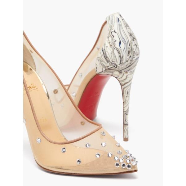 35 Off Crystal Embellished 100 Degra シューズ 靴 パンプス レディース Louboutin Christian ルブタン クリスチャン Mesh Neutral Pumps パンプス サイズ 42eu It 29jp Apcmq Com