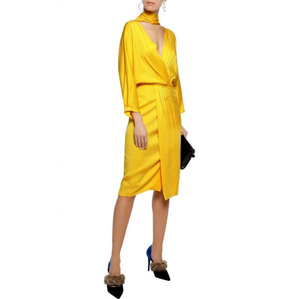 非常に高い品質人気殺到 ダイアン フォン ファステンバーグ Diane Von Furstenberg レディース ワンピース ワンピース ドレス Wrap Effect Cutout Crepe Dress Yellow 予約販売品