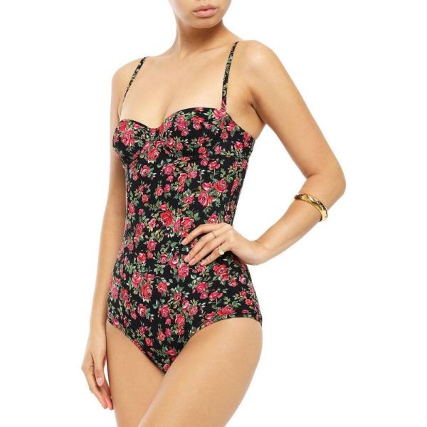 Beachwear Dolce Black Floral Print ドルチェ Amp ガッバーナ ワンピース Amp 水着 ビーチウェア Cutout Gabbana Swimsuit Black レディース Floral Print Bandeau