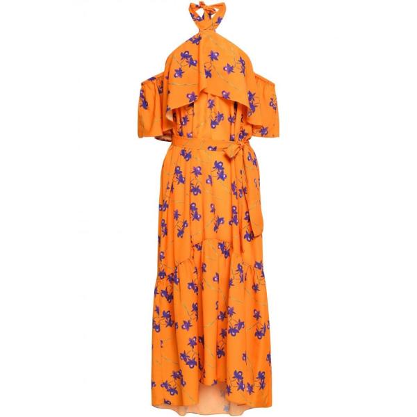 ノア De ド ボルゴ Crepe Borgo De Nor レディース ワンピース ボルゴ ワンピース ドレス Cold Shoulder Ruffled Floral Print Crepe De Chine Maxi Dress Orange Lo Ff9f2c0ce8 フェルマート Fermart 2号店