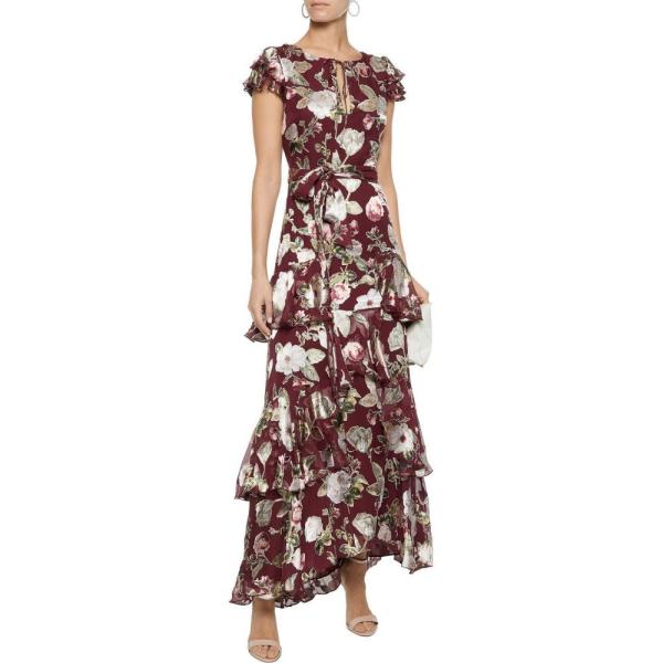 アリス アンド オリビア オリビア Dress Alice Olivia ワンピース レディース ワンピース ティアードドレス Jenny Tiered Floral Print Fil Coupe Chiffon Maxi Dress Burgundy Lo Ffcc36b1 フェルマート Fermart 2号店