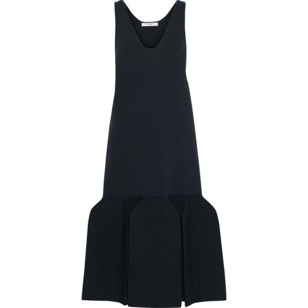 限定特価品のミドル丈 Tibi ワンピース Fluted ワンピース ドレス Midi Dress レディース ミドル丈 Midnight Ponte ティビ ワンピース Pleated Midnight Blue 格安ショップ の