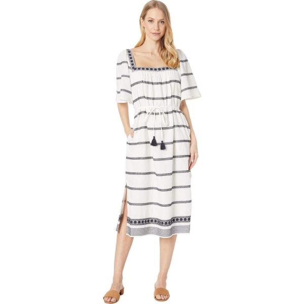 トリー バーチ Midi Dress Tory Burch Swimwear レディース ビーチウェア ワンピース ドレス 水着 ビーチウェア Tory Embroidered Midi Dress Cover Up New Ivory Tory Navy Ol 7196 フェルマート Fermart 2号店