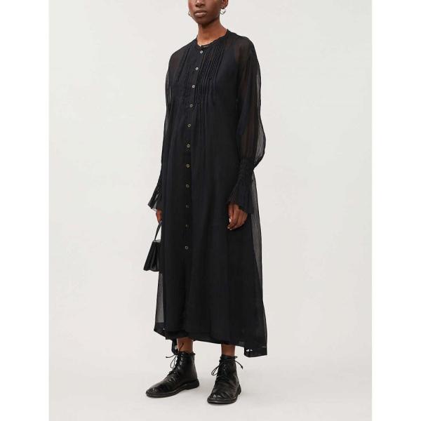 レンリ スー Renli Su レディース ワンピース ミドル丈 ワンピース ドレス Flared Cuffs Silk Midi Dress Black Shershine Com