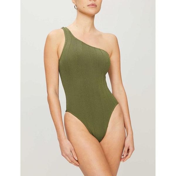 フンザg Hunza G レディース ワンピース ワンショルダー 水着 ビーチウェア Nile Ribbed One Shoulder Swimsuit Khaki Www Legheleggere Com