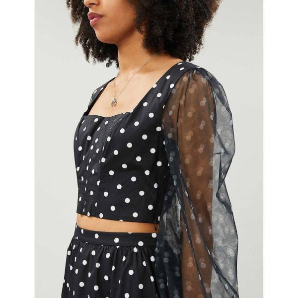 スタウド Staud レディース トップス Polka Dot Print Stretch Cotton Top Black Dot Blusquare Org