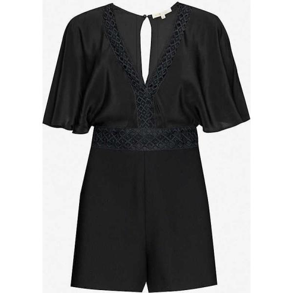 レディース マージュ ワンピース ドレス オールインワン Silk Blend Silk Blend Black ジャンプスーツ レディースファッション Maje Lace Trimmed Stretch Jumpsuit
