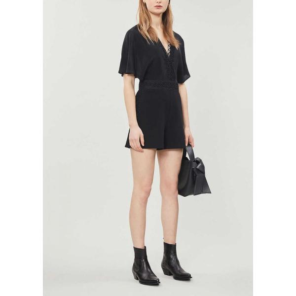 レディース マージュ ワンピース ドレス オールインワン Silk Blend Silk Blend Black ジャンプスーツ レディースファッション Maje Lace Trimmed Stretch Jumpsuit
