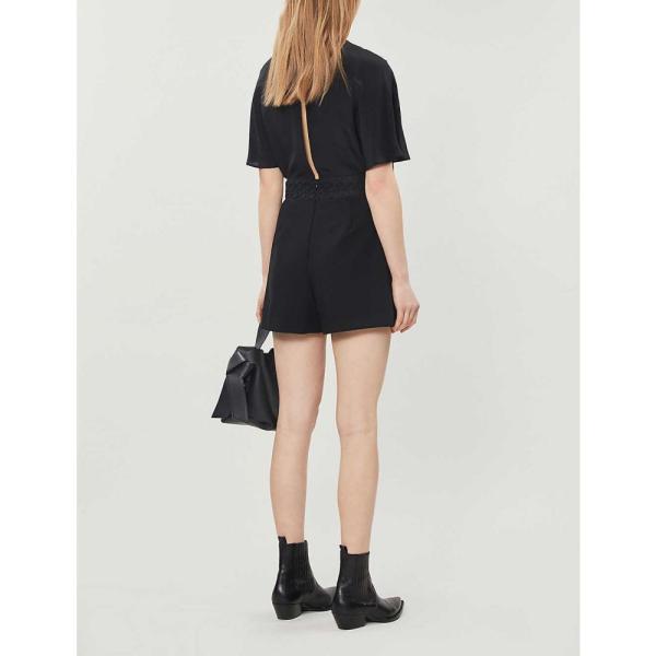 レディース マージュ ワンピース ドレス オールインワン Silk Blend Silk Blend Black ジャンプスーツ レディースファッション Maje Lace Trimmed Stretch Jumpsuit