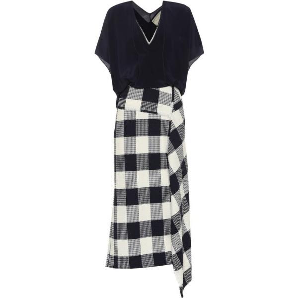 ローラン Kenna ムレ 特価 Roland ローラン Mouret レディース ワンピース ワンピース ドレス Kenna Check Mouret Stretch Cotton Dress Navy White Hb4 P フェルマート Fermart 3号店