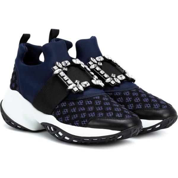 ロジェ ヴィヴィエ Roger Vivier レディース スリッポン フラット シューズ 靴 Viv Run Strass Buckle Sneakers Blu Nero