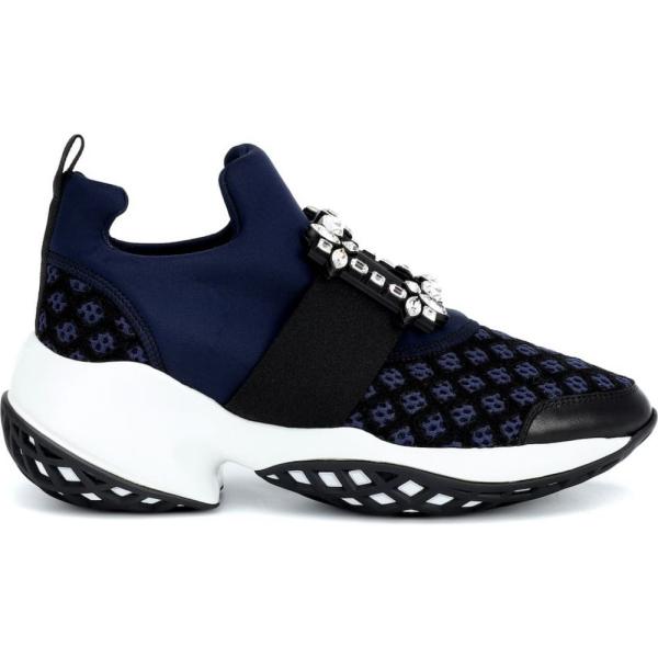 ロジェ ヴィヴィエ Roger Vivier レディース スリッポン フラット シューズ 靴 Viv Run Strass Buckle Sneakers Blu Nero