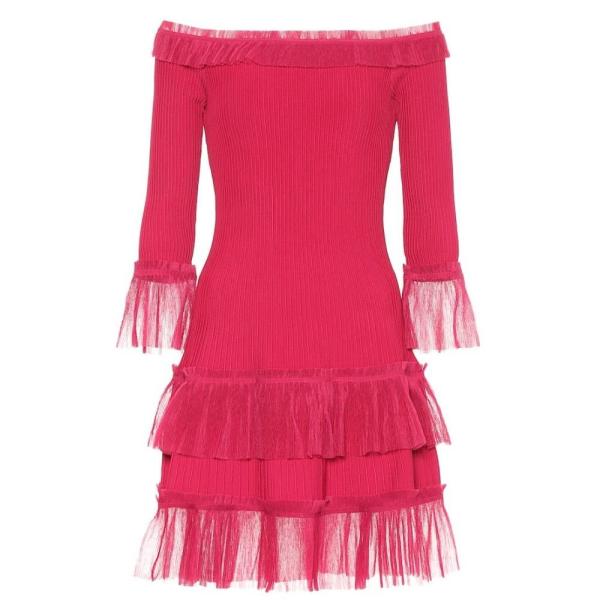 ジョナサン ノースリーブ シンカイ Jonathan Simkhai レディース ワンピース ワンピース ドレス レディース Off The Shoulder Knit Jonathan Minidress Fucshia Hb4 P フェルマート Fermart 3号店