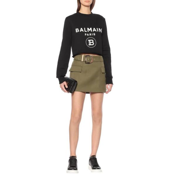 バルマン Balmain レディース スウェット・トレーナー トップス cropped stretch-cotton sweatshirt