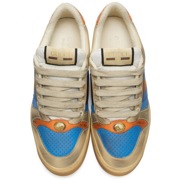 日本正規品 グッチ Gucci メンズ スニーカー シューズ 靴 Blue Amp Orange Screener Sneakers 感謝sale