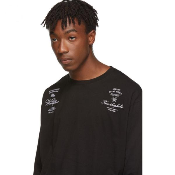 Raf Sleeve ラフ シモンズ Black Cotton Long ファッション トップス シモンズ Simons メンズ T Shirt 長袖tシャツ Sleeve Black Hc m フェルマート Fermart 3号店