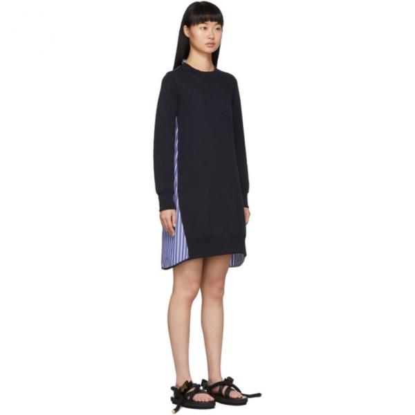 Navy ワンピース ドレス レディース レディース Sponge サカイ ワンピース Navy Navy Sacai Striped レディース 3号店 Sweat Dress Hc 1445f0519 フェルマート Fermart 高級素材使用ブランド人気殺到