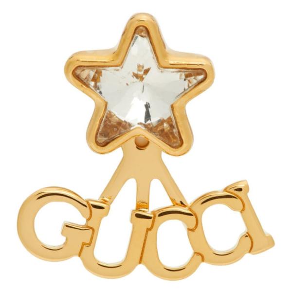 グッチ Gucci レディース イヤリング・ピアス ジュエリー・アクセサリー Gold Script Single Earring Crystal