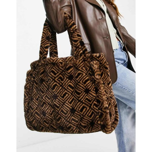 日本国内発送 レディース バッグ トートバッグ エイソス With Tote Print Oversized Monogram In Fur Faux Df5u Brown Bag Design Asos 新販売特価 Byellen Com Br
