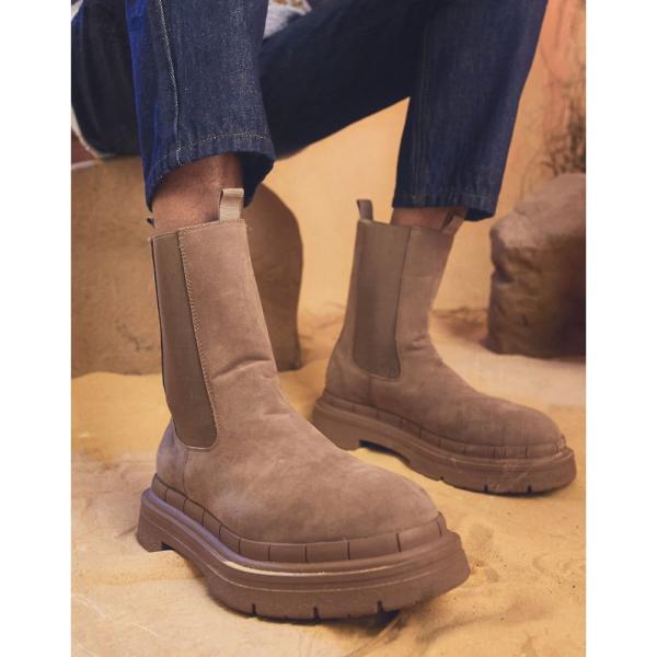 驚きの値段】 赤西着似 スエードブーツ ベージュ janji 有閑倶楽部 ブーツ