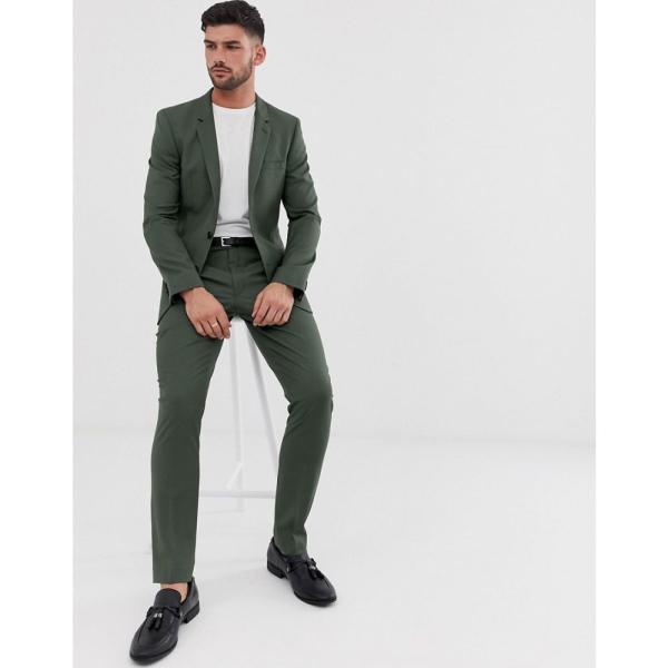Design Design メンズ ボトムス パンツ Khaki Suit In Skinny Trousers Asos エイソス ボトムス パンツ Green スラックス