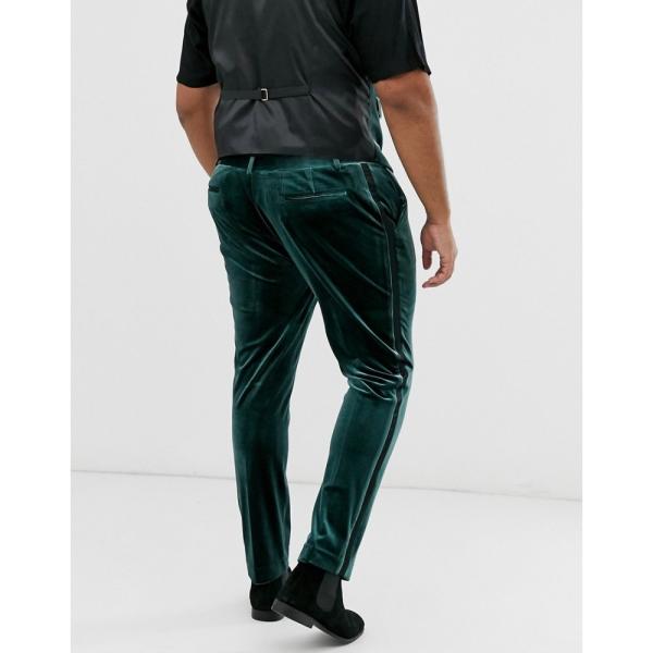 エイソス Asos Design メンズ スラックス タキシード ボトムス パンツ Plus Super Skinny Tuxedo Trousers In Forest Green Velvet グリーン Sagaretxe Net
